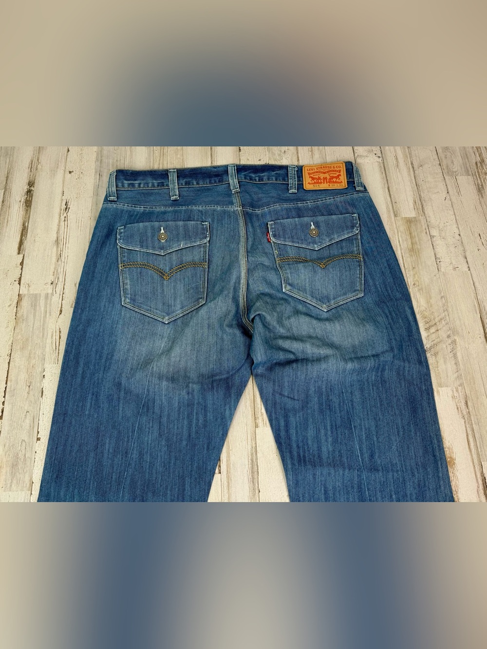 Levis 514 Jeans Womens 38x31 Blue Straight Wide Leg Casual Denim - Picture 12 of 13